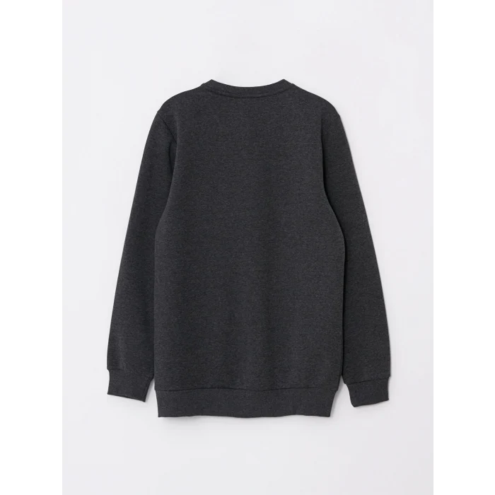 LCW Casual ANTRASİT Bisiklet Yaka Uzun Kollu Baskılı Erkek Kalın Sweatshirt