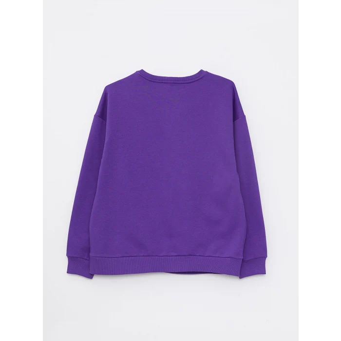 LCW Vision MOR Bisiklet Yaka Baskılı Kadın Kalın Sweatshirt