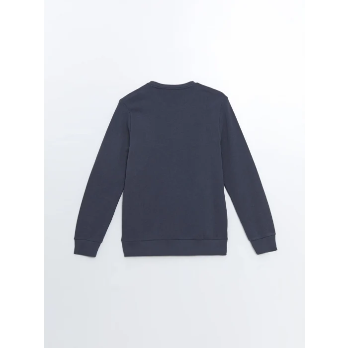 LCWAIKIKI Classic ANTRASİT Bisiklet Yaka Uzun Kollu Baskılı Erkek Kalın Sweatshirt