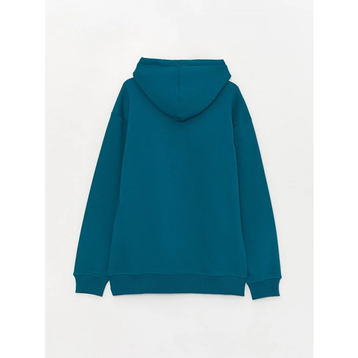 LCW Casual PETROL Uzun Kollu Baskılı Erkek Kalın Hoodie