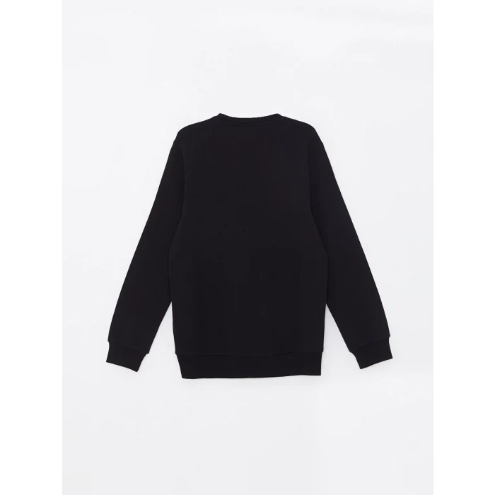 LCWAIKIKI Classic SİYAH Bisiklet Yaka Uzun Kollu Baskılı Erkek Kalın Sweatshirt