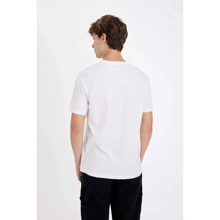 Defacto B8485 Beyaz Regular Fit Bisiklet Yaka Baskılı Kısa Kollu Tişört