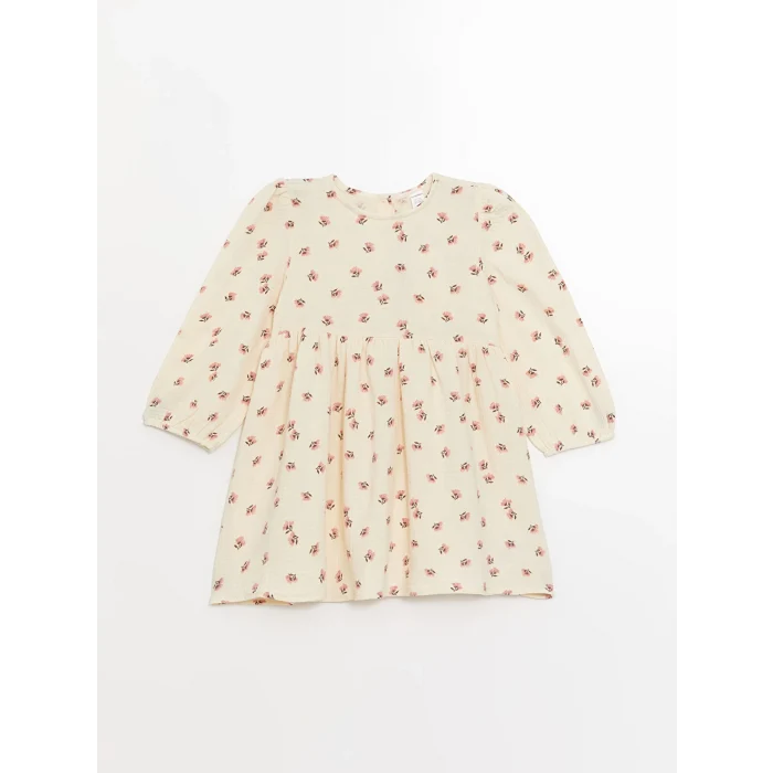 LCW Kids EKRU Bisiklet Yaka Kız Çocuk Elbise ve Süveter 2li Takım