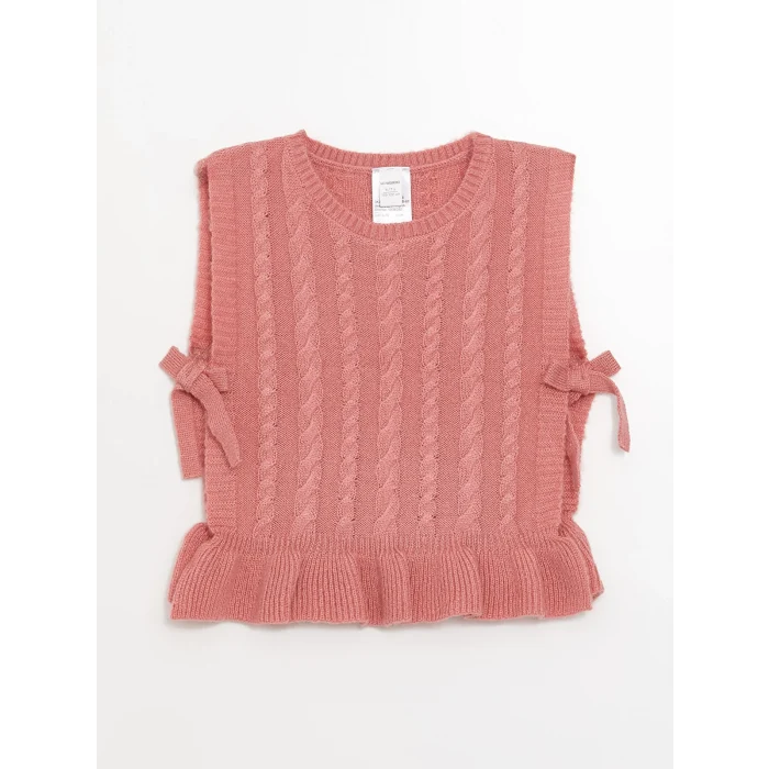 LCW Kids EKRU Bisiklet Yaka Kız Çocuk Elbise ve Süveter 2li Takım