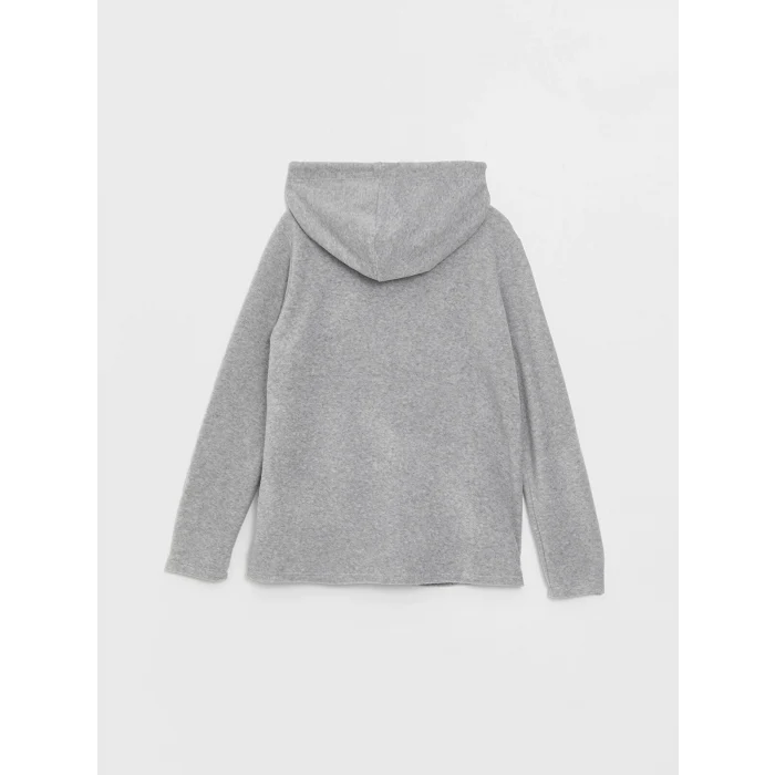 LCWAIKIKI Basic GRİ Kapüşonlu Düz Uzun Kollu Kadın Fermuarlı Sweatshirt
