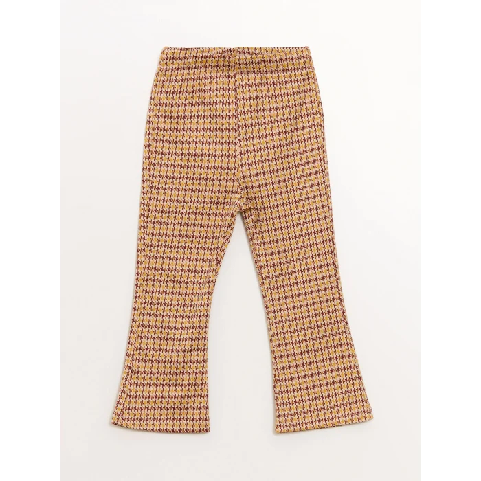 LCW Kids BEJ Bisiklet Yaka Nakışlı Kız Çocuk Sweatshirt ve Tayt 2li