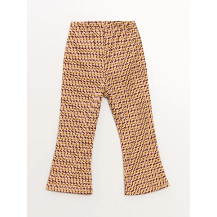 LCW Kids BEJ Bisiklet Yaka Nakışlı Kız Çocuk Sweatshirt ve Tayt 2li