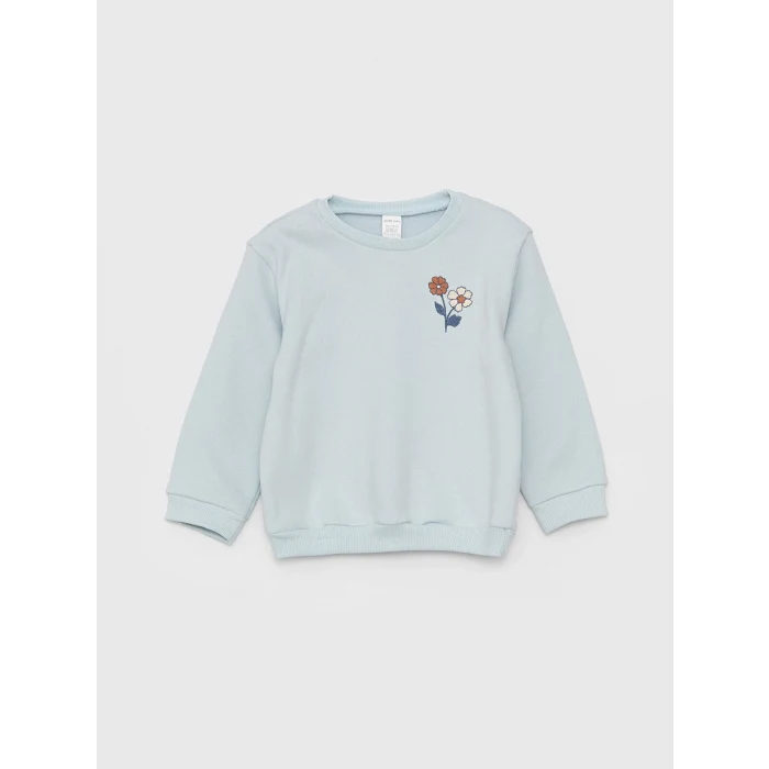 LCW baby MAVİ Bisiklet Yaka Uzun Kollu Kız Bebek Sweatshirt ve Tayt 2li Takım