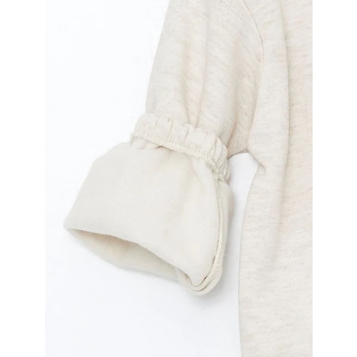 LCW Kids BEJ Bisiklet Yaka Uzun Kollu Nakışlı Kız Çocuk Sweatshirt ve Tayt 2li Takım