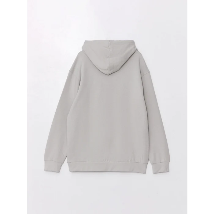 LCW Casual GRİ Uzun Kollu Baskılı Erkek Kalın Hoodie
