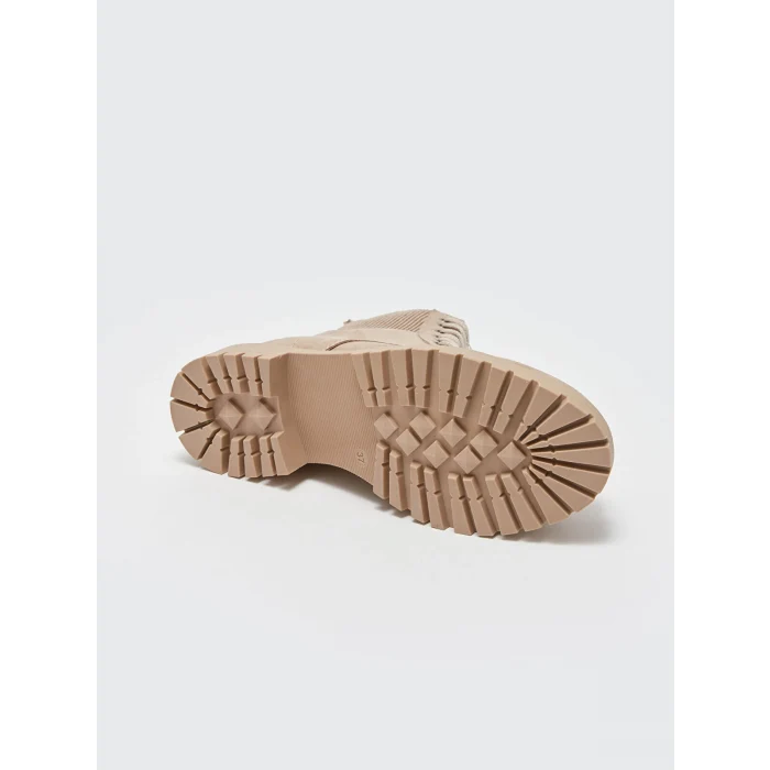 LC WAIKIKI BEJ Deri Görünümlü Bağcıklı Kadın Bot