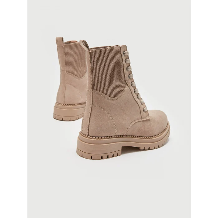 LC WAIKIKI BEJ Deri Görünümlü Bağcıklı Kadın Bot