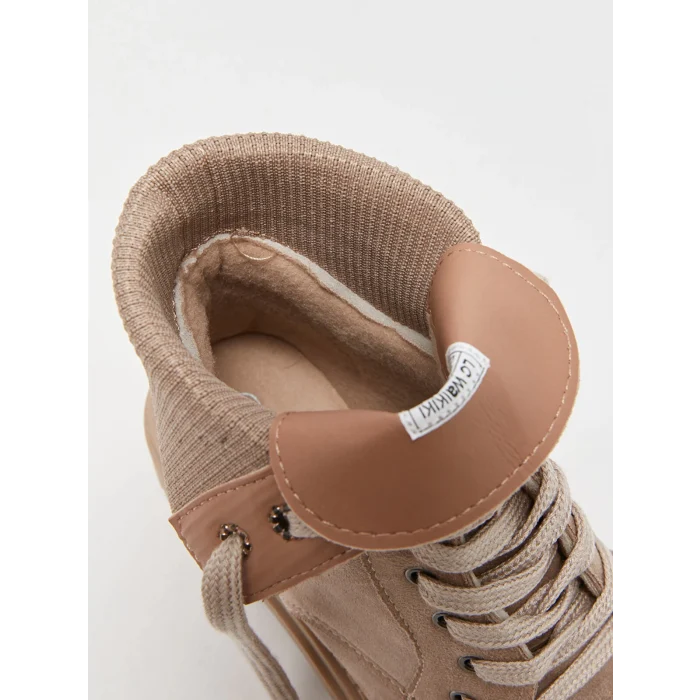 LC WAIKIKI BEJ Deri Görünümlü Bağcıklı Kadın Bot