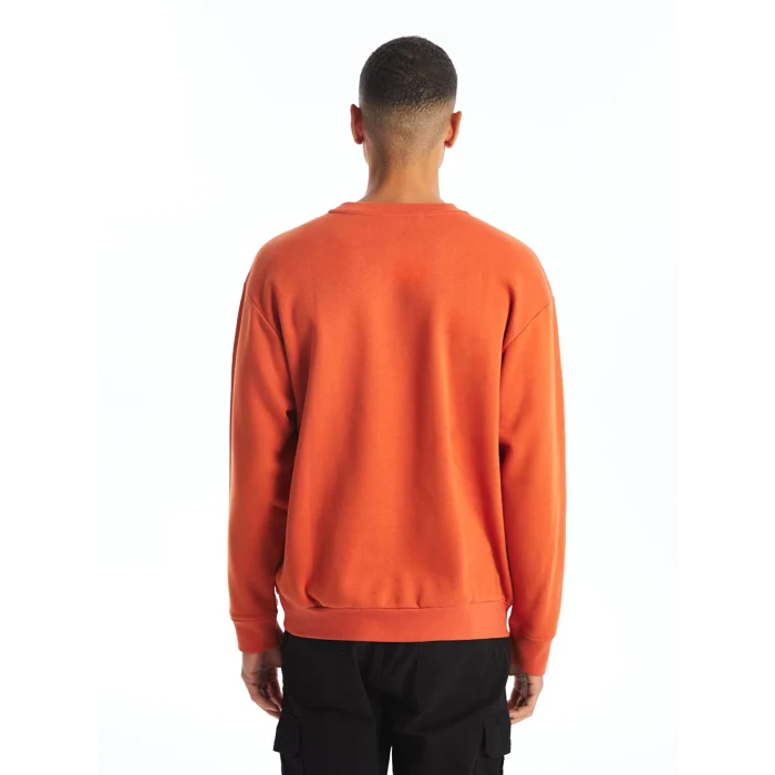 LCW Casual TURUNCU Bisiklet Yaka Uzun Kollu Baskılı Erkek Kalın Sweatshirt