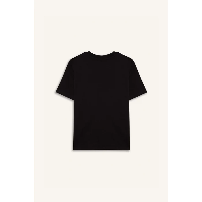 Defacto D9546 Siyah Erkek Çocuk NBA Miami Heat Bisiklet Yaka Kısa Kollu Tişört