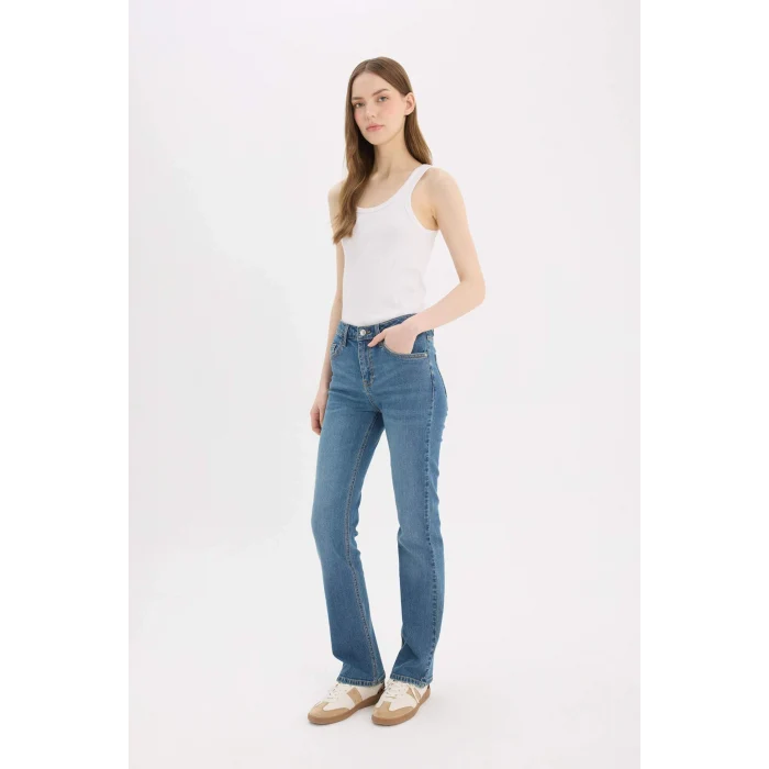 Defacto D7972 Mavi Yüksek Bel Geniş Paça Jean Pantolon