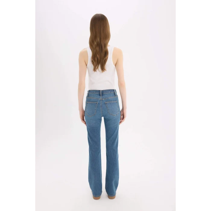 Defacto D7972 Mavi Yüksek Bel Geniş Paça Jean Pantolon