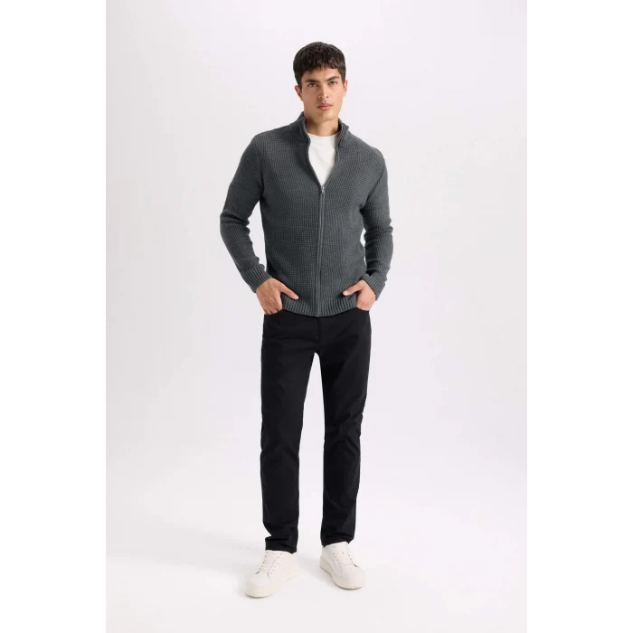 Defacto B2089 Siyah Yazlık Gabardin Chino Kanvas Pantolon Slim Fit Dar Kesim Dar Paça Cepli