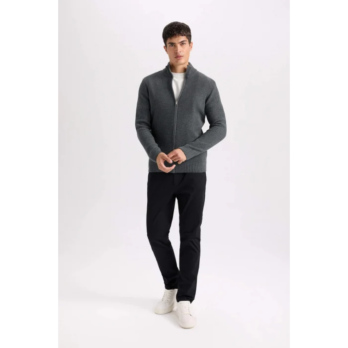 Defacto B2089 Siyah Yazlık Gabardin Chino Kanvas Pantolon Slim Fit Dar Kesim Dar Paça Cepli