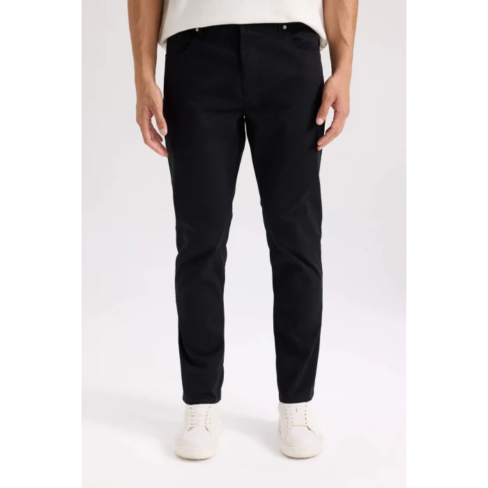 Defacto B2089 Siyah Yazlık Gabardin Chino Kanvas Pantolon Slim Fit Dar Kesim Dar Paça Cepli