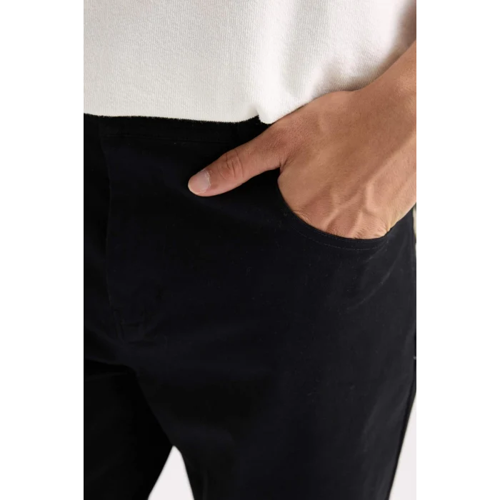 Defacto B2089 Siyah Yazlık Gabardin Chino Kanvas Pantolon Slim Fit Dar Kesim Dar Paça Cepli