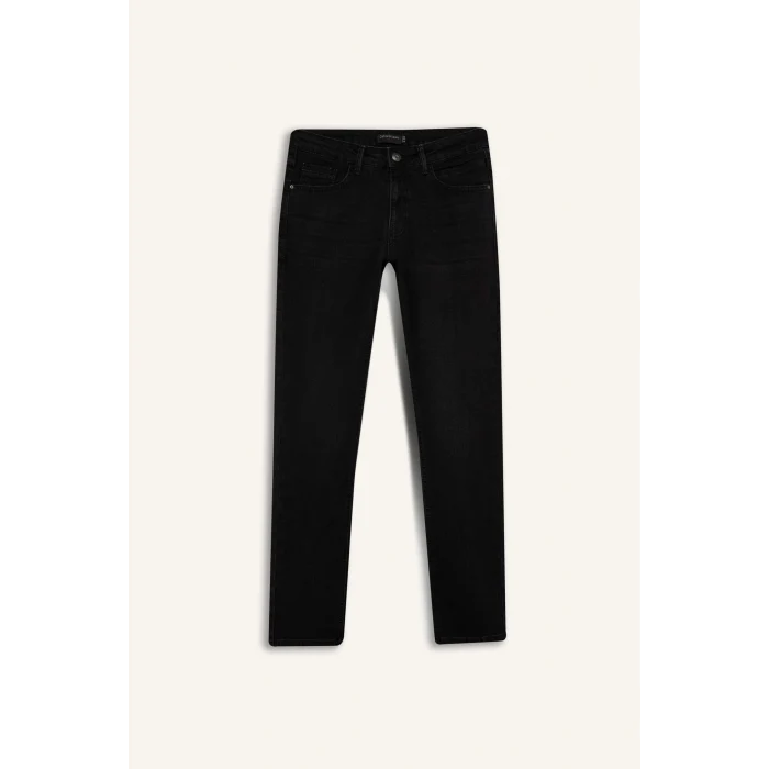 Defacto R8788 Siyah Pedro Slim Fit Dar Kalıp Normal Bel Dar Paça Jean Pantolon