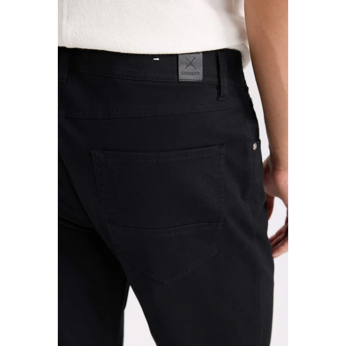Defacto B2089 Siyah Yazlık Gabardin Chino Kanvas Pantolon Slim Fit Dar Kesim Dar Paça Cepli