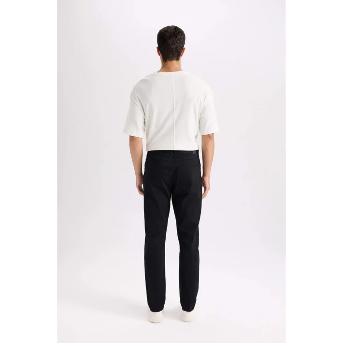 Defacto B2089 Siyah Yazlık Gabardin Chino Kanvas Pantolon Slim Fit Dar Kesim Dar Paça Cepli
