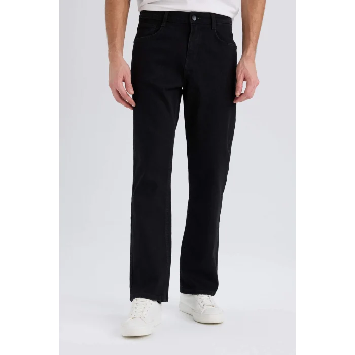 Defacto D9828 Siyah Diago Comfort Fit Yüksek Bel Geniş Paça Jean Pantolon