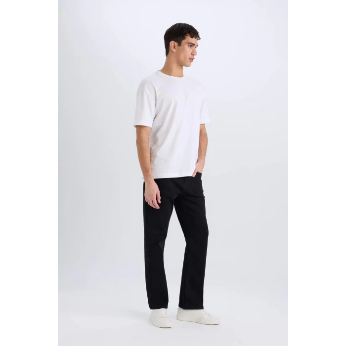 Defacto D9828 Siyah Diago Comfort Fit Yüksek Bel Geniş Paça Jean Pantolon
