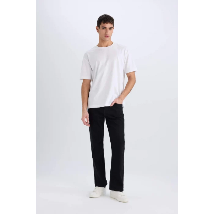 Defacto D9828 Siyah Diago Comfort Fit Yüksek Bel Geniş Paça Jean Pantolon