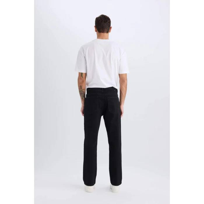 Defacto D9828 Siyah Diago Comfort Fit Yüksek Bel Geniş Paça Jean Pantolon