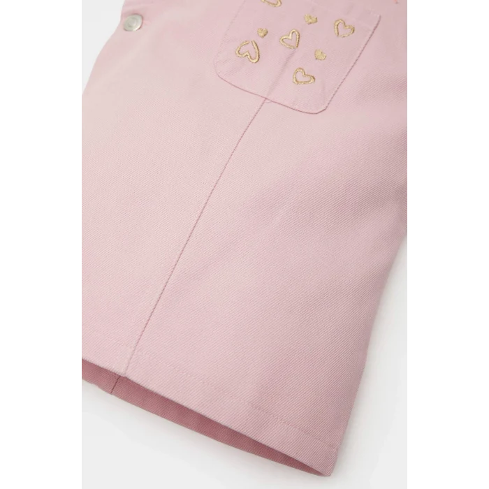 Defacto E5480 Pembe Kız Bebek 2li Takım Kısa Kollu Tişört Ayarlanabilir Askılı Salopet Elbise