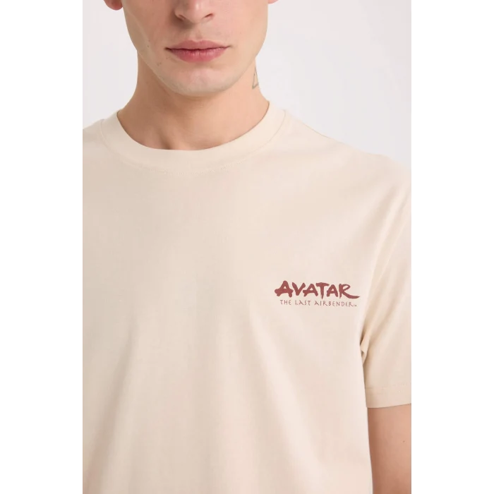 Defacto D6783 Bej Avatar the Last Airbender Regular Fit Bisiklet Yaka Baskılı Kısa Kollu Tişört