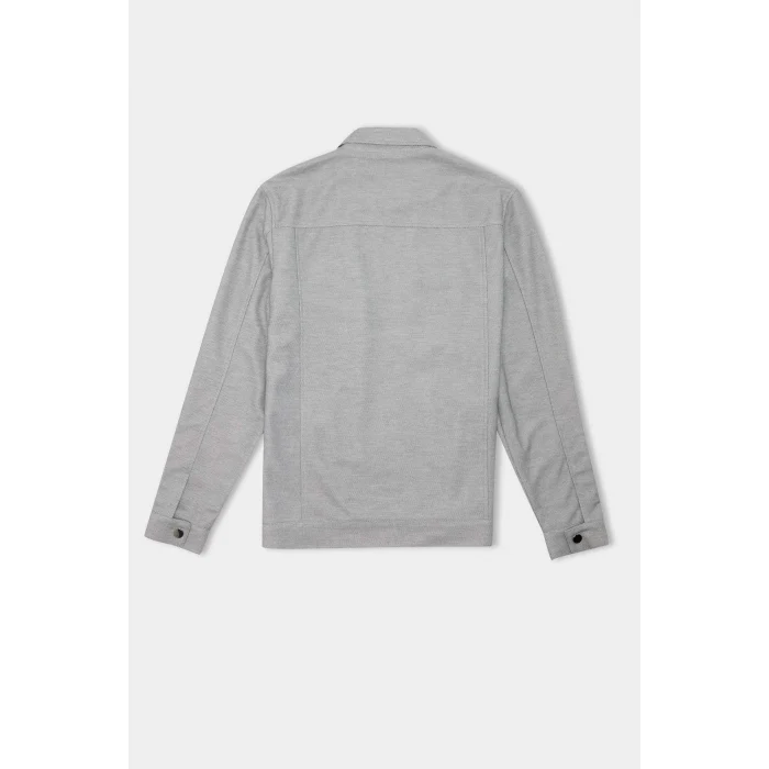 Defacto D7533 Gri Slim Fit Dar Kesim Polo Yaka Fermuarlı Mevsimlik Baharlık Mont