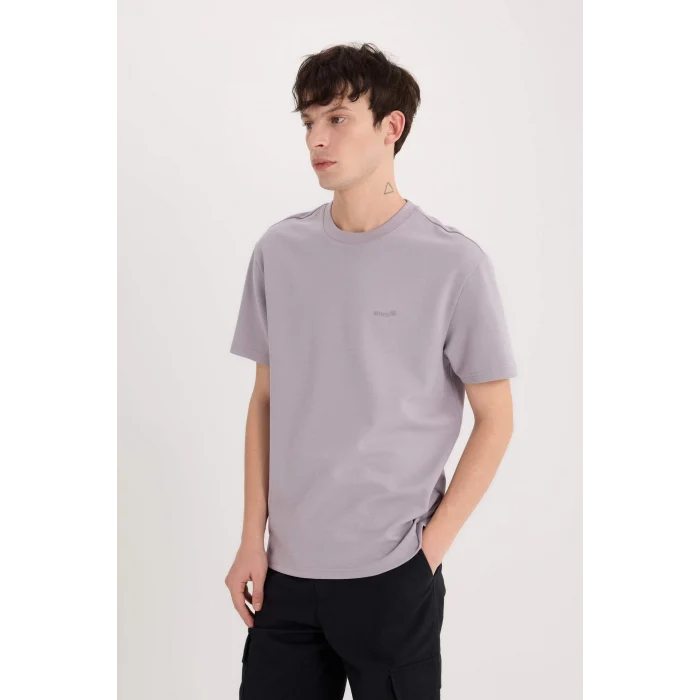 Defacto D5514 Mor Regular Fit Bisiklet Yaka Baskılı Kısa Kollu Ağır Kumaş Tişört