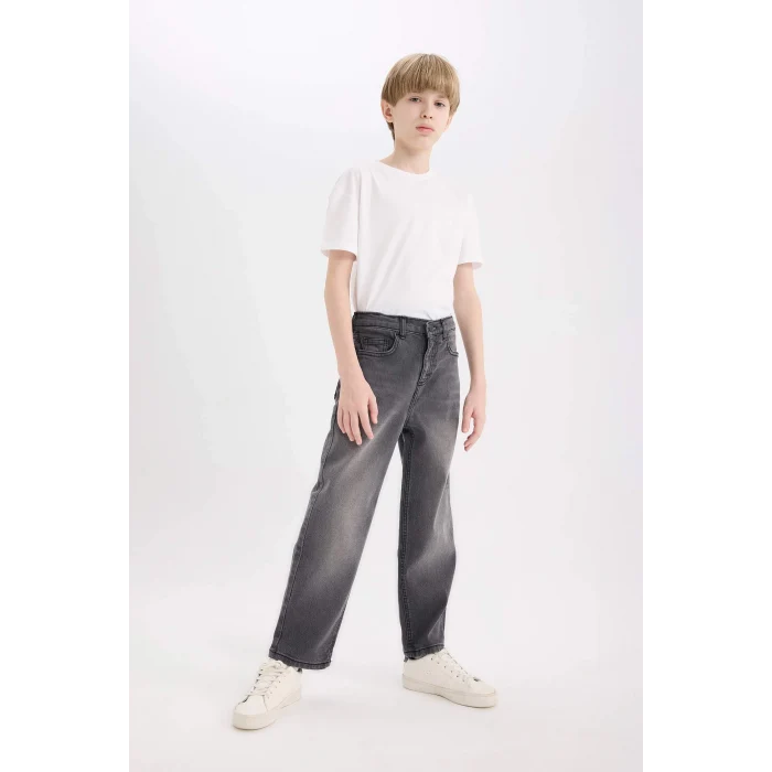 Defacto D6489 Gri Erkek Çocuk Loose Fit Düz Paça Jean Pantolon