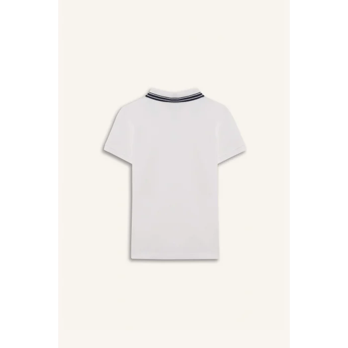 Defacto D8091 Beyaz Erkek Çocuk Nakışlı Pike Kısa Kollu Polo Tişört
