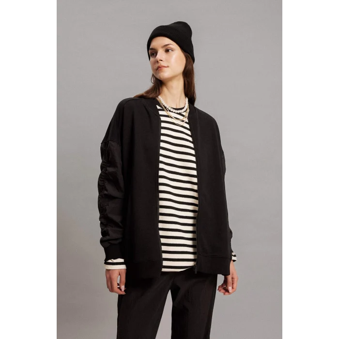 Defacto C0276 Ekru Regular Fit Bisiklet Yaka Çizgili Uzun Kollu Tişört Tunik