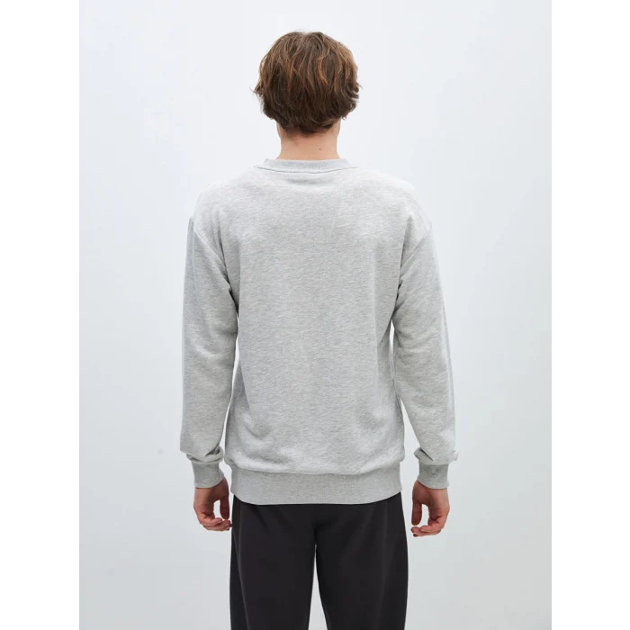 LCW Casual GRİ Bisiklet Yaka Uzun Kollu Baskılı Erkek Sweatshirt