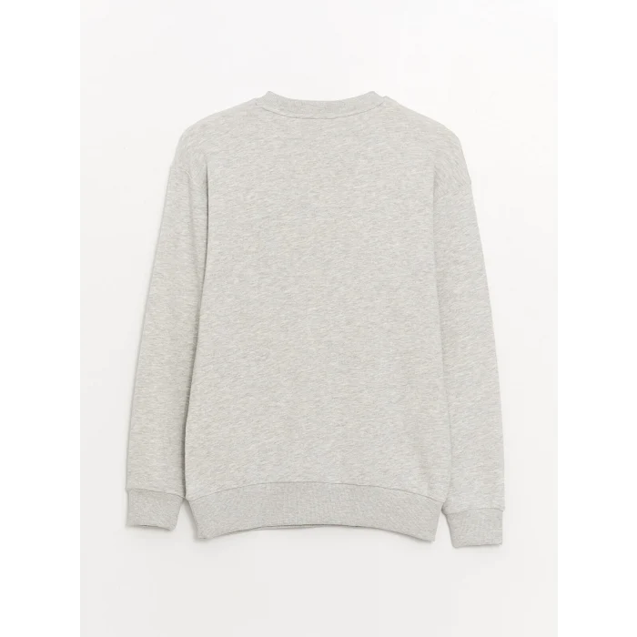 LCW Casual GRİ Bisiklet Yaka Uzun Kollu Baskılı Erkek Sweatshirt