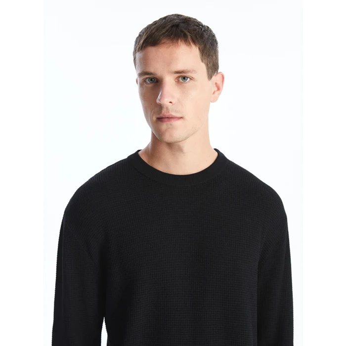 LCW Vision SİYAH Bisiklet Yaka Uzun Kollu Erkek Triko Kazak