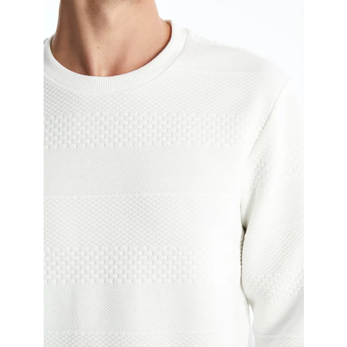 LCW Vision EKRU Bisiklet Yaka Uzun Kollu Erkek Sweatshirt