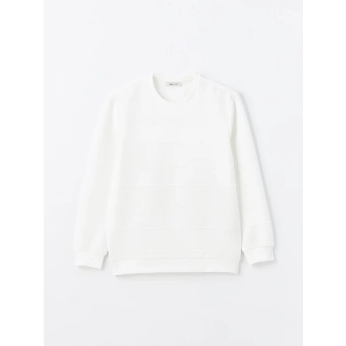 LCW Vision EKRU Bisiklet Yaka Uzun Kollu Erkek Sweatshirt