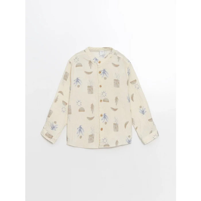 LCW Kids BEJ Hakim Yaka Baskılı Erkek Çocuk Gömlek