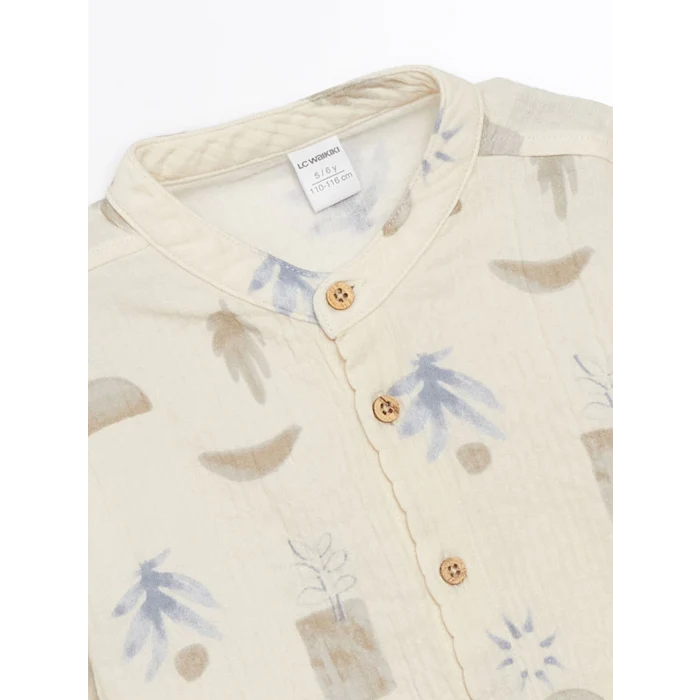 LCW Kids BEJ Hakim Yaka Baskılı Erkek Çocuk Gömlek