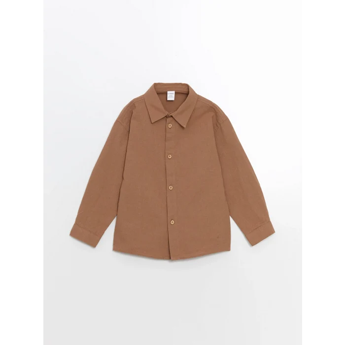 LCW Kids KAHVERENGİ Basic Uzun Kollu Erkek Çocuk Gömlek