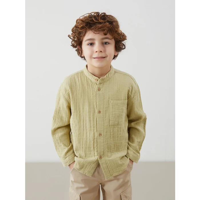 LCW Kids HAKİ Hakim Yaka Basic Erkek Çocuk Gömlek