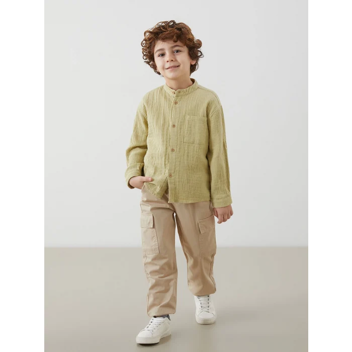 LCW Kids HAKİ Hakim Yaka Basic Erkek Çocuk Gömlek