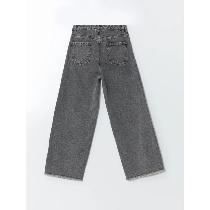 LCW Kids GRİ Beli Ayarlanabilir Lastikli Kız Çocuk Pantolon